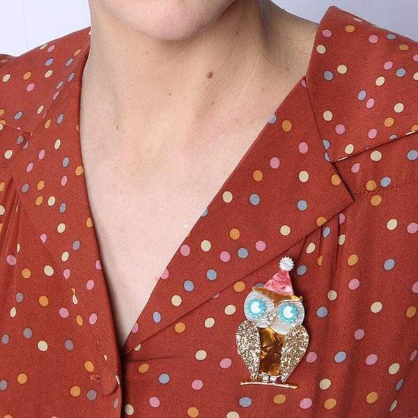 Erstwilder - Having a Hoot Owl Birthday Brooch (2016) - 20th Century Artifacts