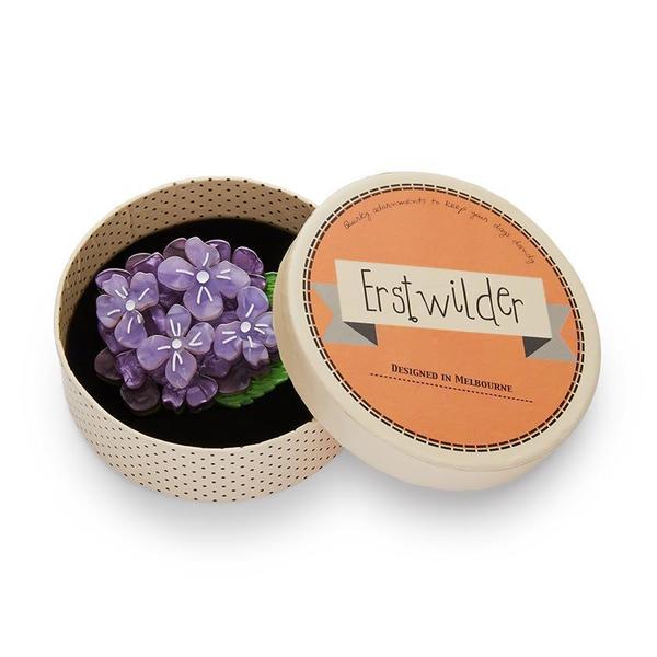 Erstwilder - Heartfelt Hydrangea Brooch (2020) purple - 20th Century Artifacts
