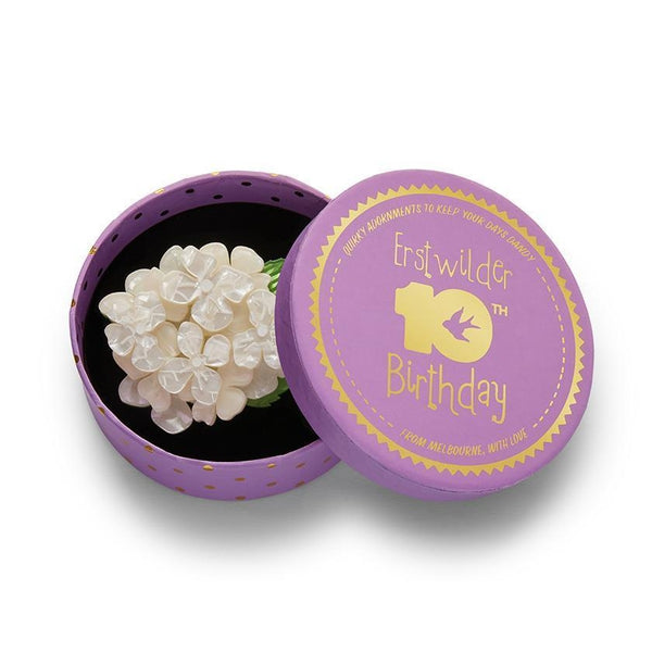 Erstwilder - Heartfelt Hydrangea Brooch (2021) (white) - 20th Century Artifacts