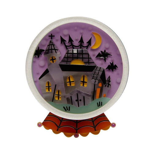 Erstwilder - Home Sweet Haunt GITD Snowdome Brooch - 20th Century Artifacts