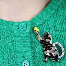 Load image into Gallery viewer, Erstwilder - Janettie the Patient Cat Brooch (2017) - 20th Century Artifacts
