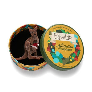 Erstwilder - Joey's First Christmas Kangaroo Brooch - 20th Century Artifacts