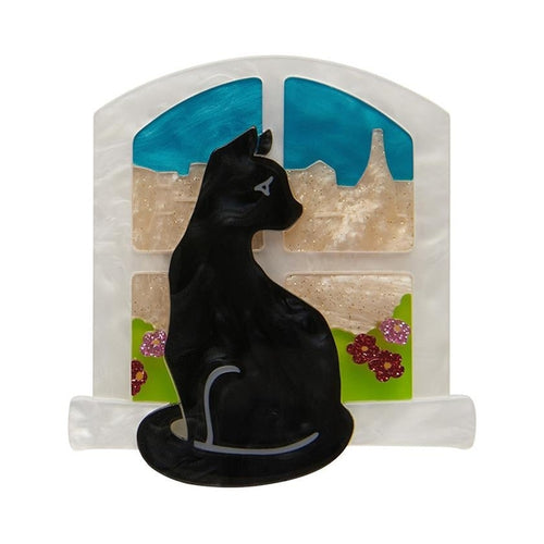 Erstwilder - Le Chat Le Rêveur Cat Brooch - 20th Century Artifacts