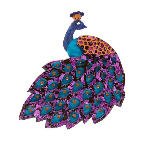 Erstwilder - Le Peacock Royal Brooch (purple) (2021) - 20th Century Artifacts