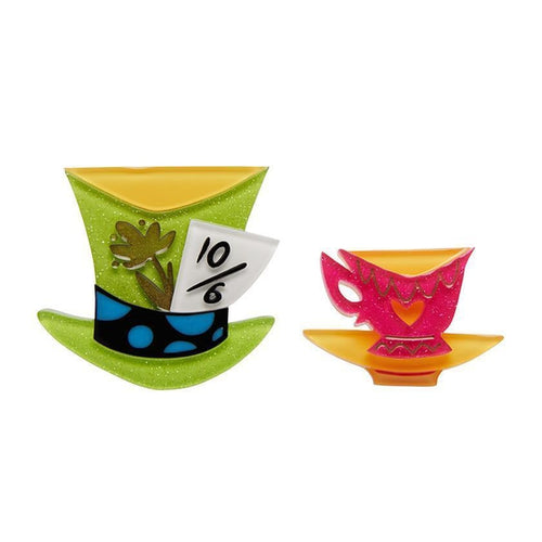 Erstwilder - Mad Hatter's Tea Party Double Brooch - 20th Century Artifacts