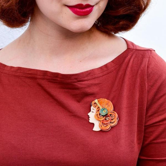 Erstwilder - Mademoiselle Bernhardt Brooch (2020) titian hair - 20th Century Artifacts