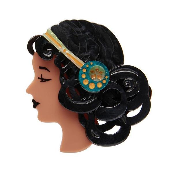 Erstwilder - Mademoiselle Bernhardt Brooch (black hair) (2021) - 20th Century Artifacts