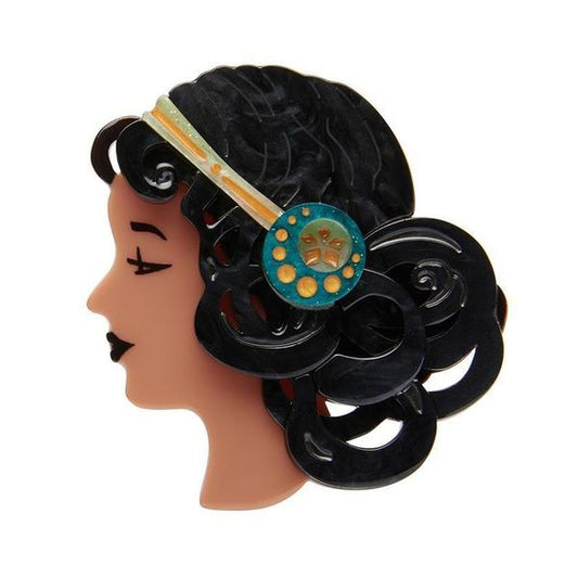 Erstwilder - Mademoiselle Bernhardt Brooch (black hair) (2021) - 20th Century Artifacts