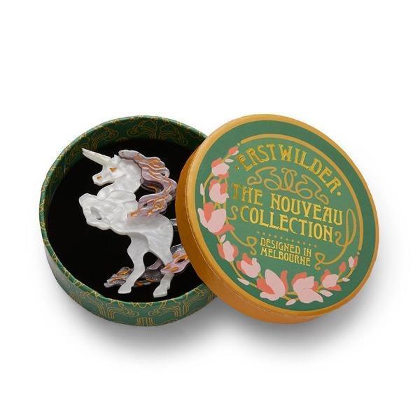Erstwilder - Majesty and Myth Unicorn Brooch (2020) white - 20th Century Artifacts