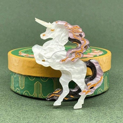 Erstwilder - Majesty and Myth Unicorn Brooch (2020) white - 20th Century Artifacts