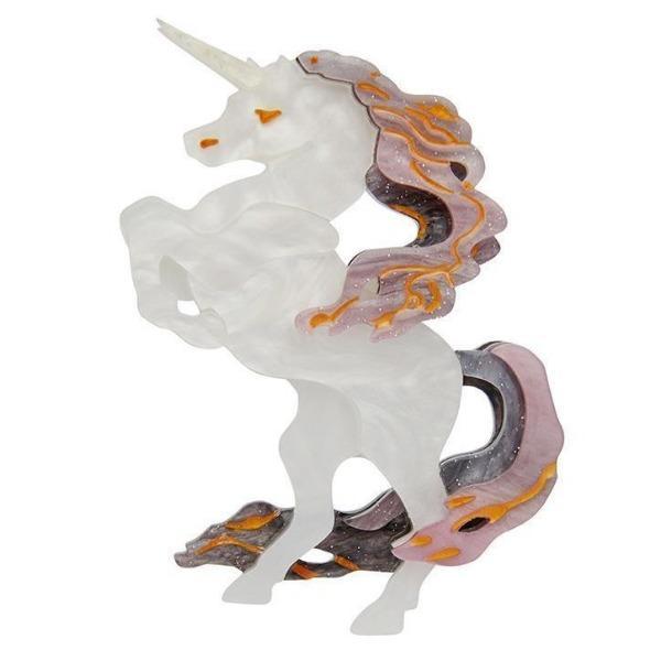 Erstwilder - Majesty and Myth Unicorn Brooch (2020) white - 20th Century Artifacts
