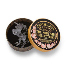 Load image into Gallery viewer, Erstwilder - Majesty and Myth Unicorn Brooch (black) - 20th Century Artifacts
