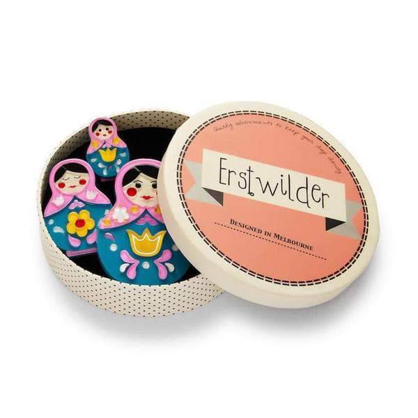 Erstwilder - Matryoshka Memories Brooch Set (2018) pink - 20th Century Artifacts