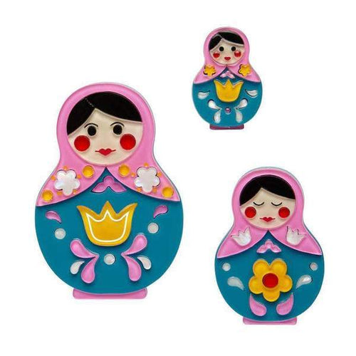 Erstwilder - Matryoshka Memories Brooch Set (2018) pink - 20th Century Artifacts