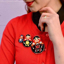 Load image into Gallery viewer, Erstwilder - Matryoshka Memories Brooch Set (2018) red - 20th Century Artifacts