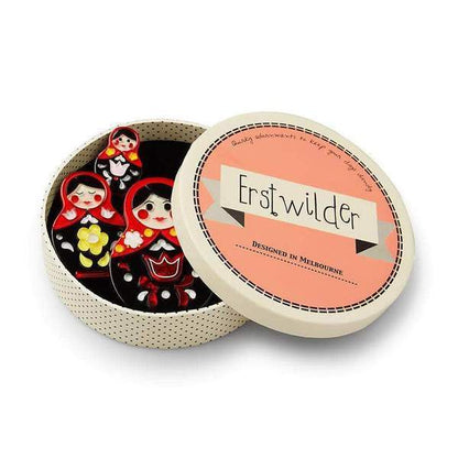 Erstwilder - Matryoshka Memories Brooch Set (2018) red - 20th Century Artifacts