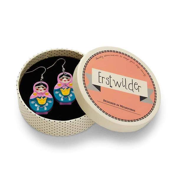 Erstwilder - Matryoshka Memories Earrings - pink - 20th Century Artifacts