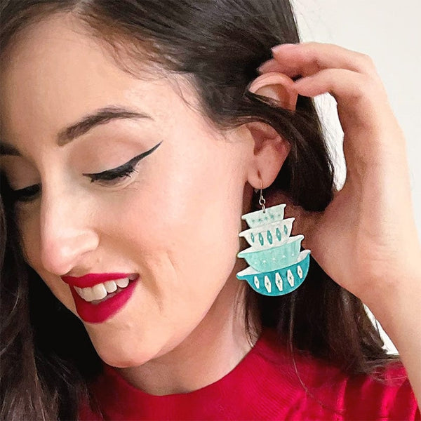 Erstwilder - Nanna’s Prized Diamond Bowls Earrings (Blue) - 20th Century Artifacts