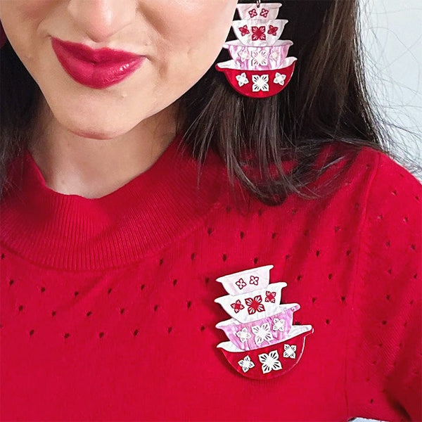 Erstwilder - Nanna’s Prized Flower Bowls Brooch (Red) (2022) - 20th Century Artifacts