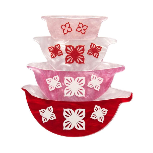Erstwilder - Nanna’s Prized Flower Bowls Brooch (Red) (2022) - 20th Century Artifacts