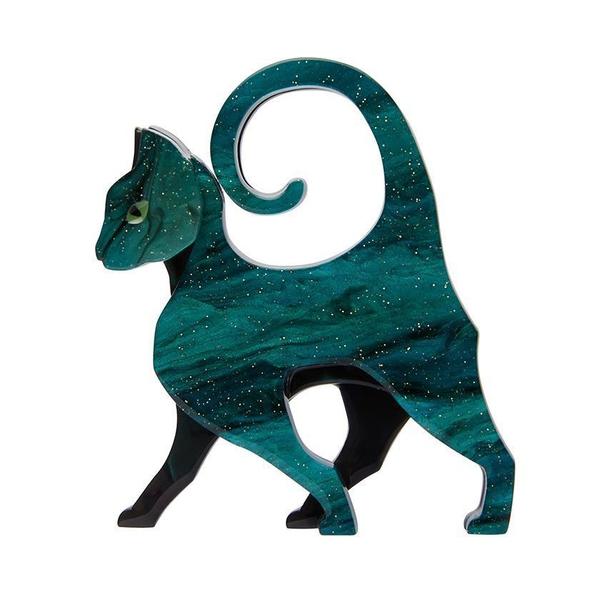 Erstwilder - On the Prowl Cat Brooch (2020) glitter - 20th Century Artifacts