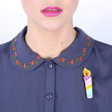 Load image into Gallery viewer, Erstwilder - One Wish Birthday Candle Brooch (2016) - 20th Century Artifacts