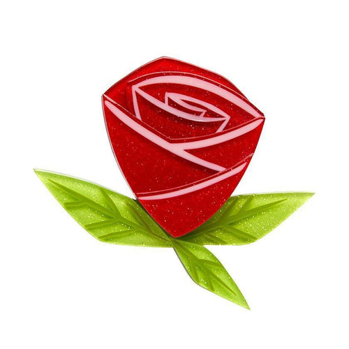 Erstwilder - Painted Rose Brooch - 20th Century Artifacts