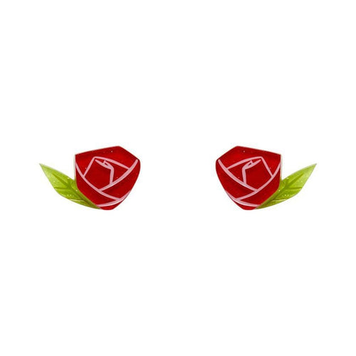 Erstwilder - Painted Rose Stud Earrings - 20th Century Artifacts