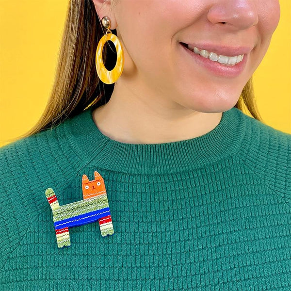 Erstwilder - Piñata Cat Brooch (Terry Runyan 1) - 20th Century Artifacts