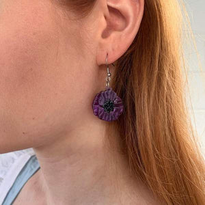 Erstwilder - Poppy Field Drop Earrings - Purple - 20th Century Artifacts