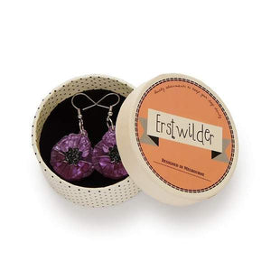 Erstwilder - Poppy Field Drop Earrings - Purple - 20th Century Artifacts