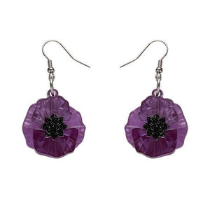Erstwilder - Poppy Field Drop Earrings - Purple - 20th Century Artifacts