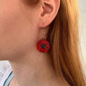 Erstwilder - Poppy Field Drop Earrings - Red - 20th Century Artifacts