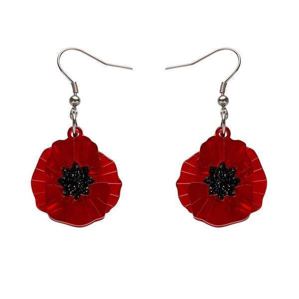 Erstwilder - Poppy Field Drop Earrings - Red - 20th Century Artifacts