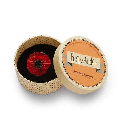 Erstwilder - Poppy Field Mini Brooch - Red - 20th Century Artifacts