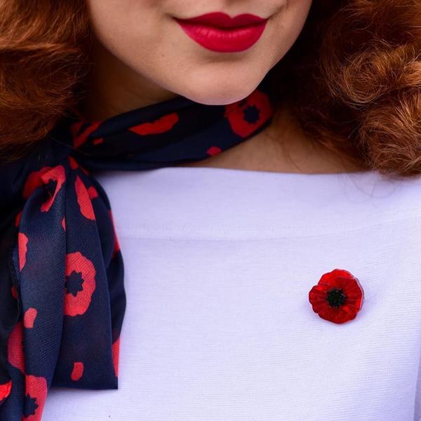 Erstwilder - Poppy Field Mini Brooch - Red - 20th Century Artifacts