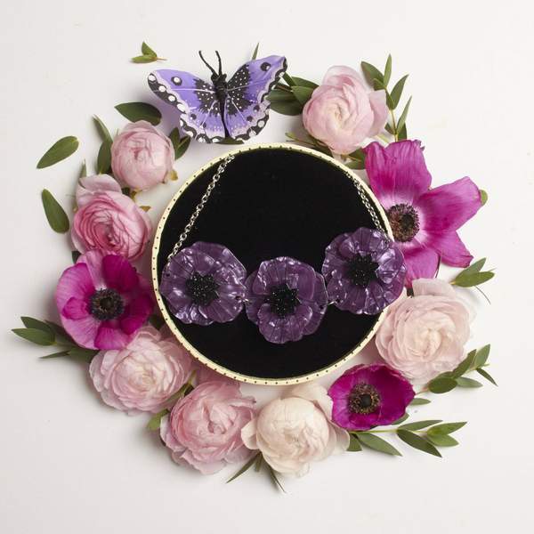 Erstwilder - Poppy Field Necklace (2017) purple - 20th Century Artifacts