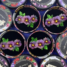 Load image into Gallery viewer, Erstwilder - Purple Prose Hollyhocks Brooch - 20th Century Artifacts