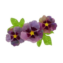 Load image into Gallery viewer, Erstwilder - Purple Prose Hollyhocks Brooch - 20th Century Artifacts