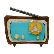 Load image into Gallery viewer, Erstwilder - Radio Shack Brooch (2016) (aqua) - 20th Century Artifacts