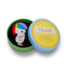 Load image into Gallery viewer, Erstwilder - Rainbow Rain Mouse Brooch (2020) - 20th Century Artifacts
