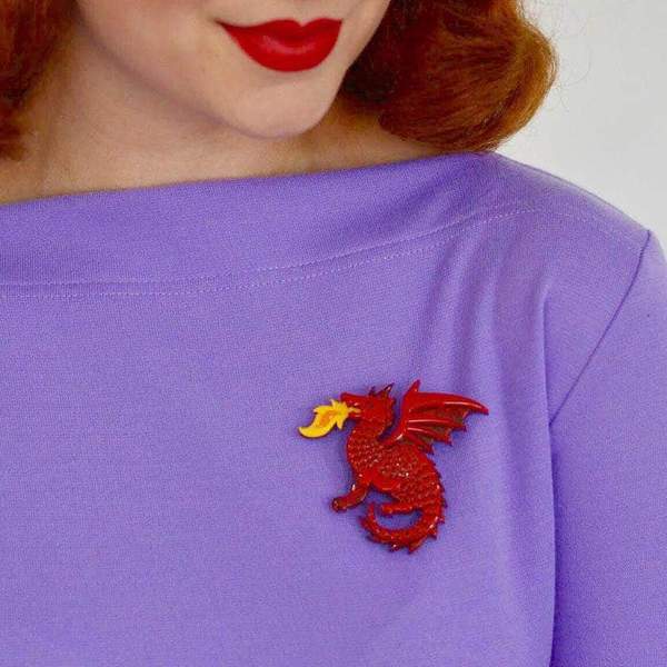Erstwilder - Reign of Fire Dragon Brooch (2018) red - 20th Century Artifacts