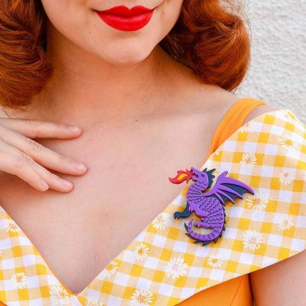 Erstwilder - Reign of Fire Dragon Brooch - purple - 20th Century Artifacts