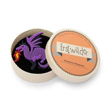 Load image into Gallery viewer, Erstwilder - Reign of Fire Dragon Brooch - purple - 20th Century Artifacts