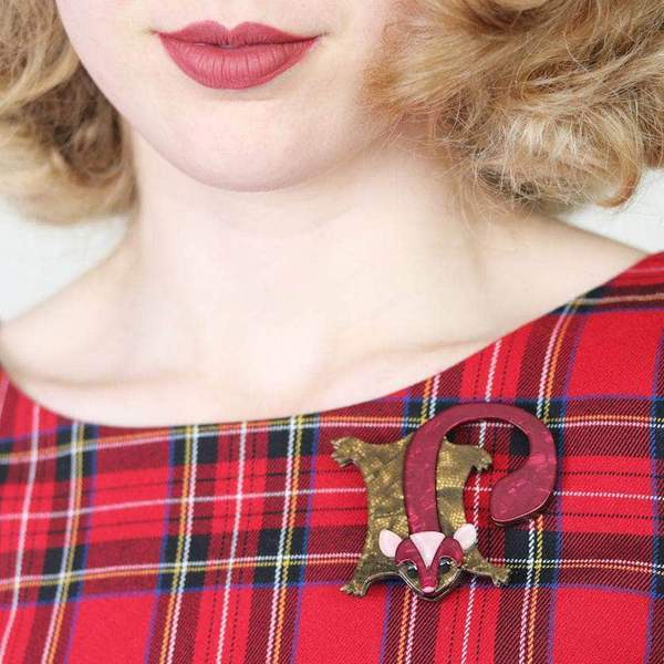Erstwilder - Saba Sweet Sugar Glider Brooch (2018) maroon - 20th Century Artifacts