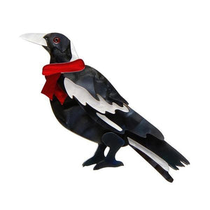 Erstwilder - Seasonal Songbird Magpie Brooch - 20th Century Artifacts