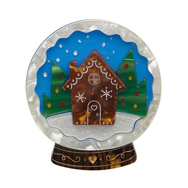 Erstwilder - Season's Greetings Snowdome Brooch (2016) brown - 20th Century Artifacts