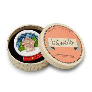 Erstwilder - Season's Greetings Snowdome Brooch (2017) red - 20th Century Artifacts