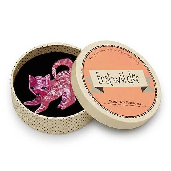 Erstwilder - Senpai the Sensitive Pink Cat Brooch (2017) - 20th Century Artifacts