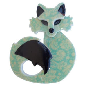 Erstwilder - She's So Foxy Brooch (2012) green paisley - 20th Century Artifacts